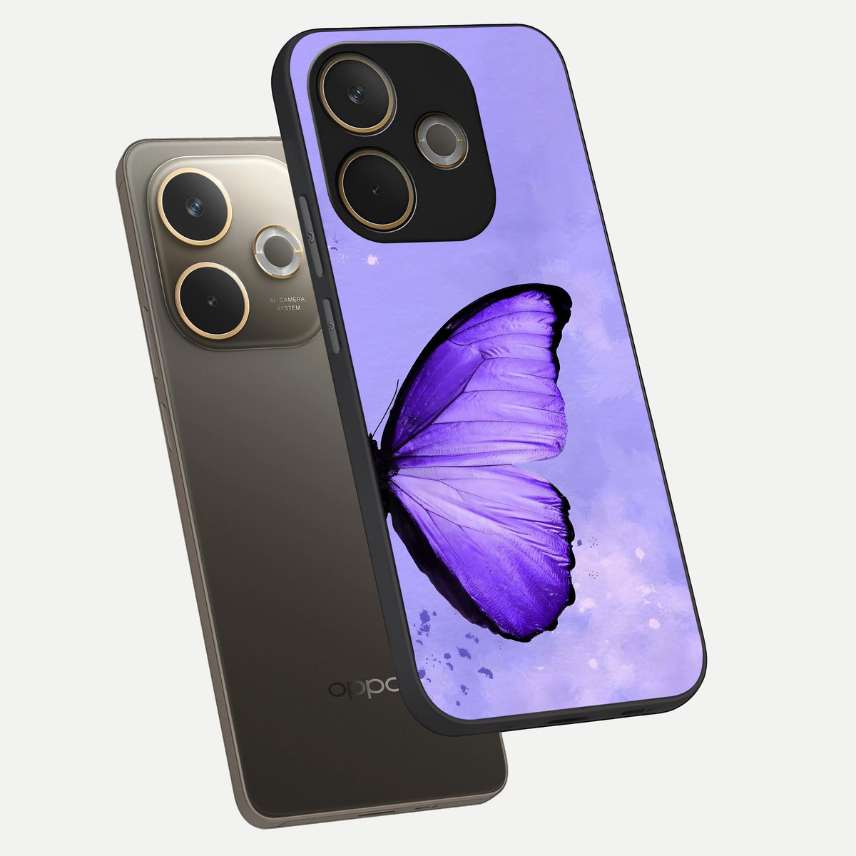  Violet Dream Wing phone case For Oppo A5 Pro showing premium glass back cover with detailed artwork