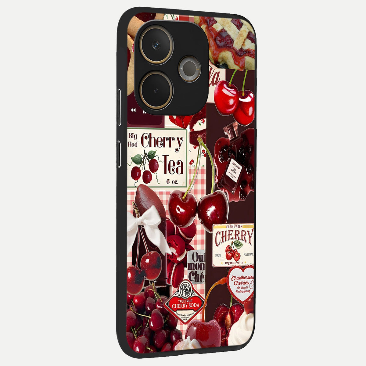  Aesthetic Cherry Tea back cover For Oppo A5 Pro slim fit glass case with vibrant aesthetic design