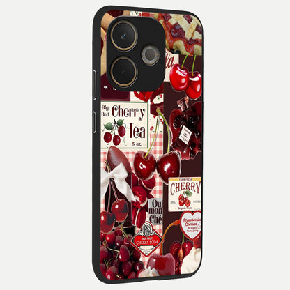  Aesthetic Cherry Tea back cover For Oppo A5 Pro slim fit glass case with vibrant aesthetic design