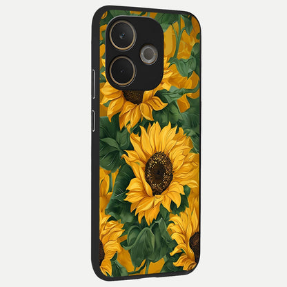  Bright Sunflower Bloom back cover For Oppo A5 Pro slim fit glass case with vibrant aesthetic design