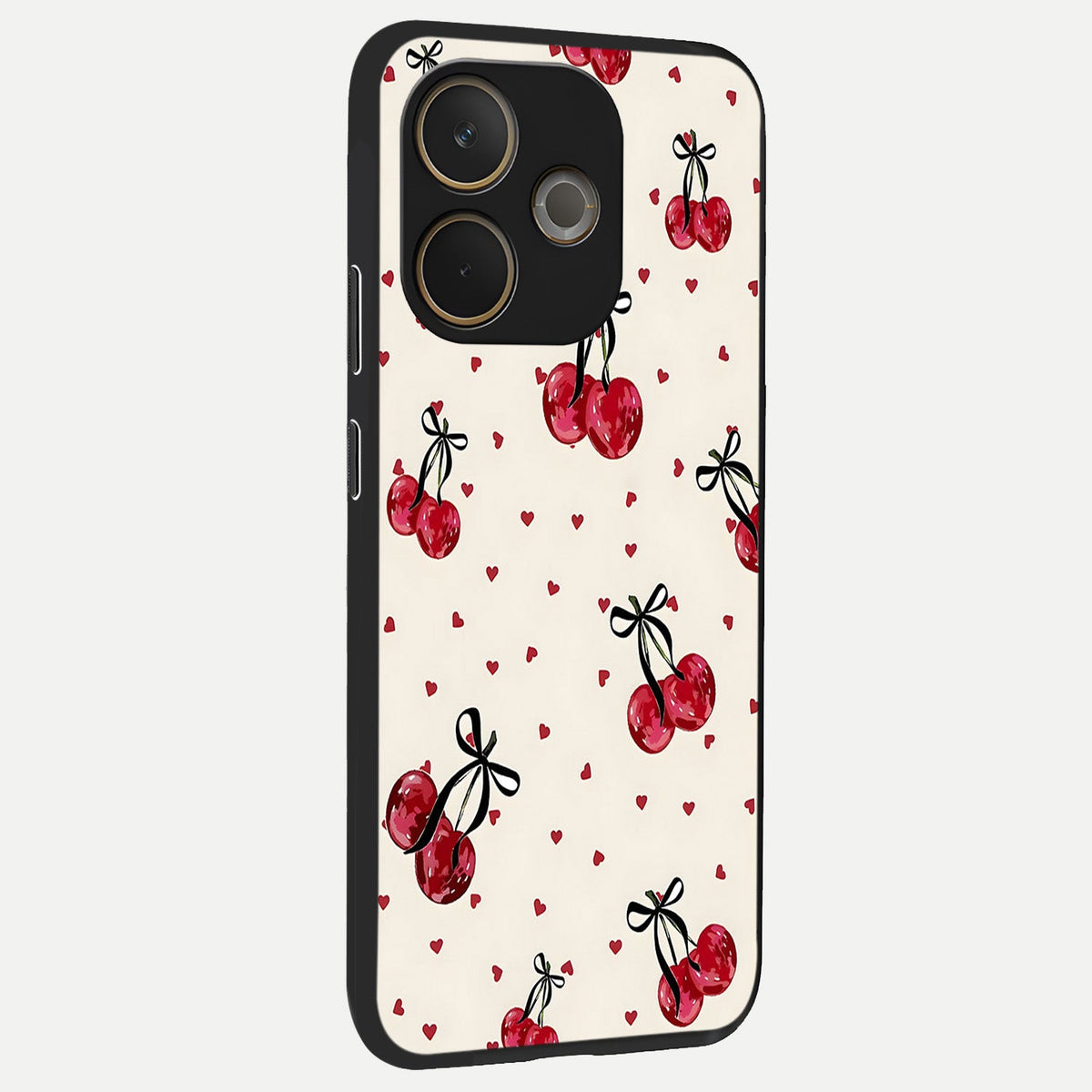  Cherry Heart Bow back cover For Oppo A5 Pro slim fit glass case with vibrant aesthetic design