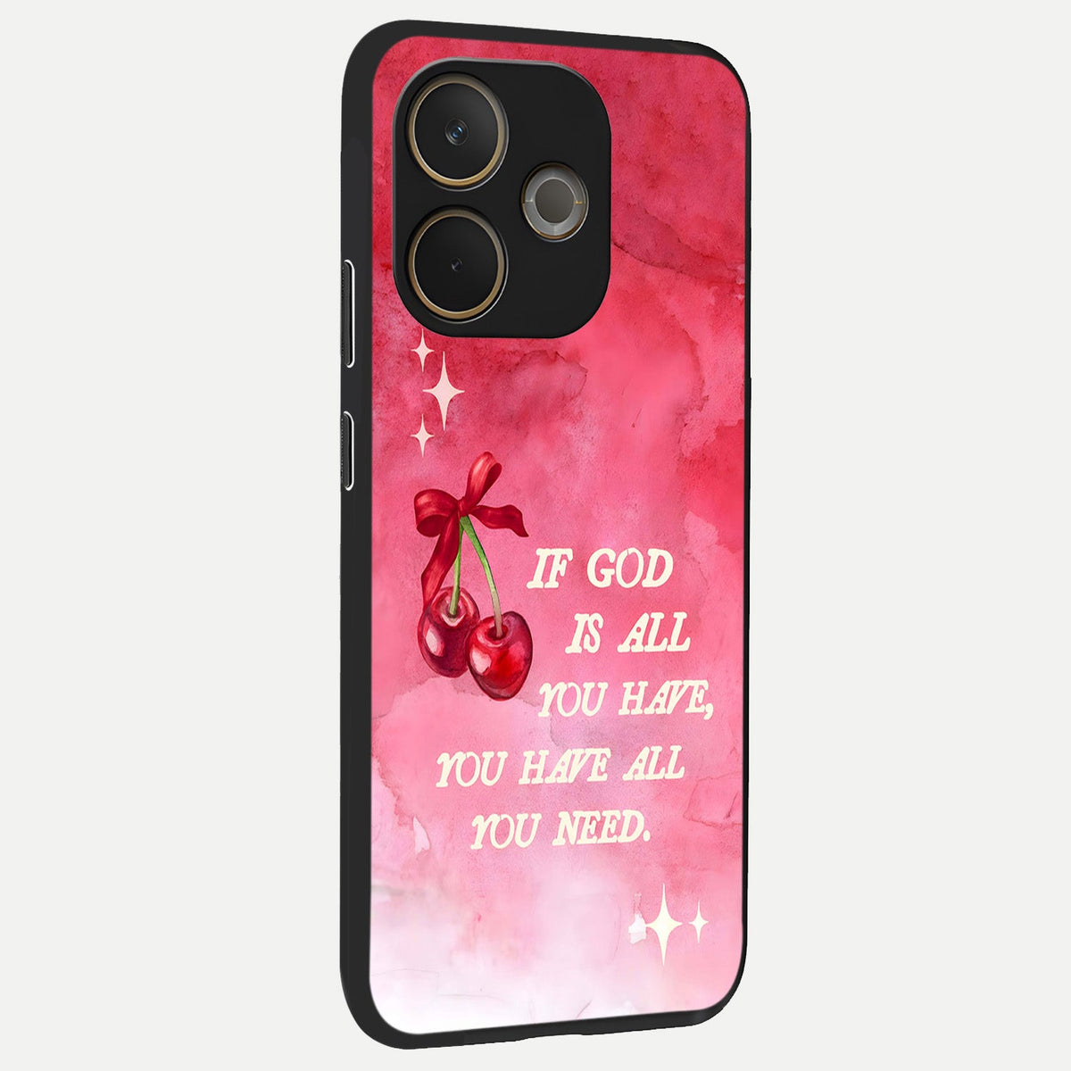  Cherry Quote back cover For Oppo A5 Pro slim fit glass case with vibrant aesthetic design