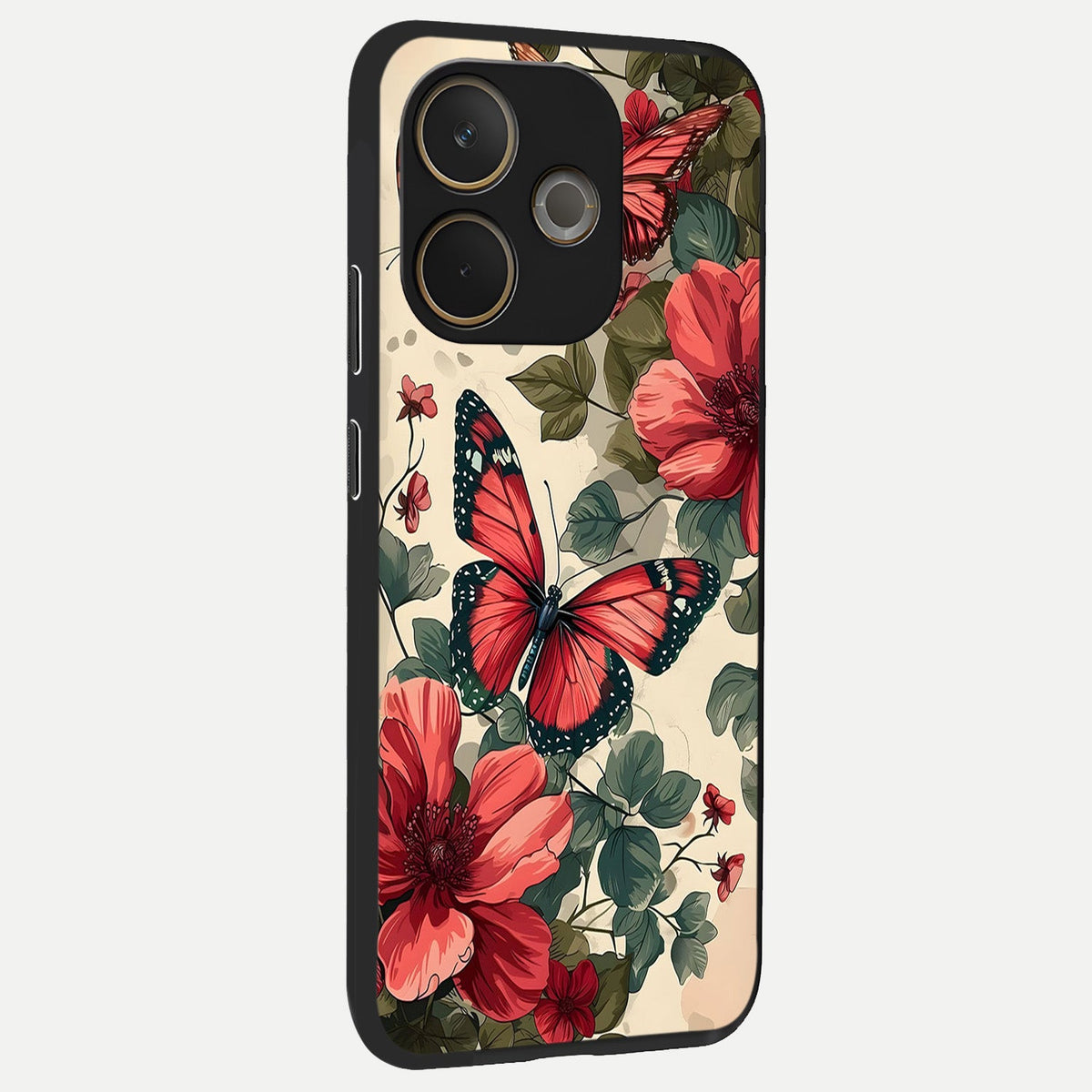  Crimson Butterfly Garden back cover For Oppo A5 Pro slim fit glass case with vibrant aesthetic design