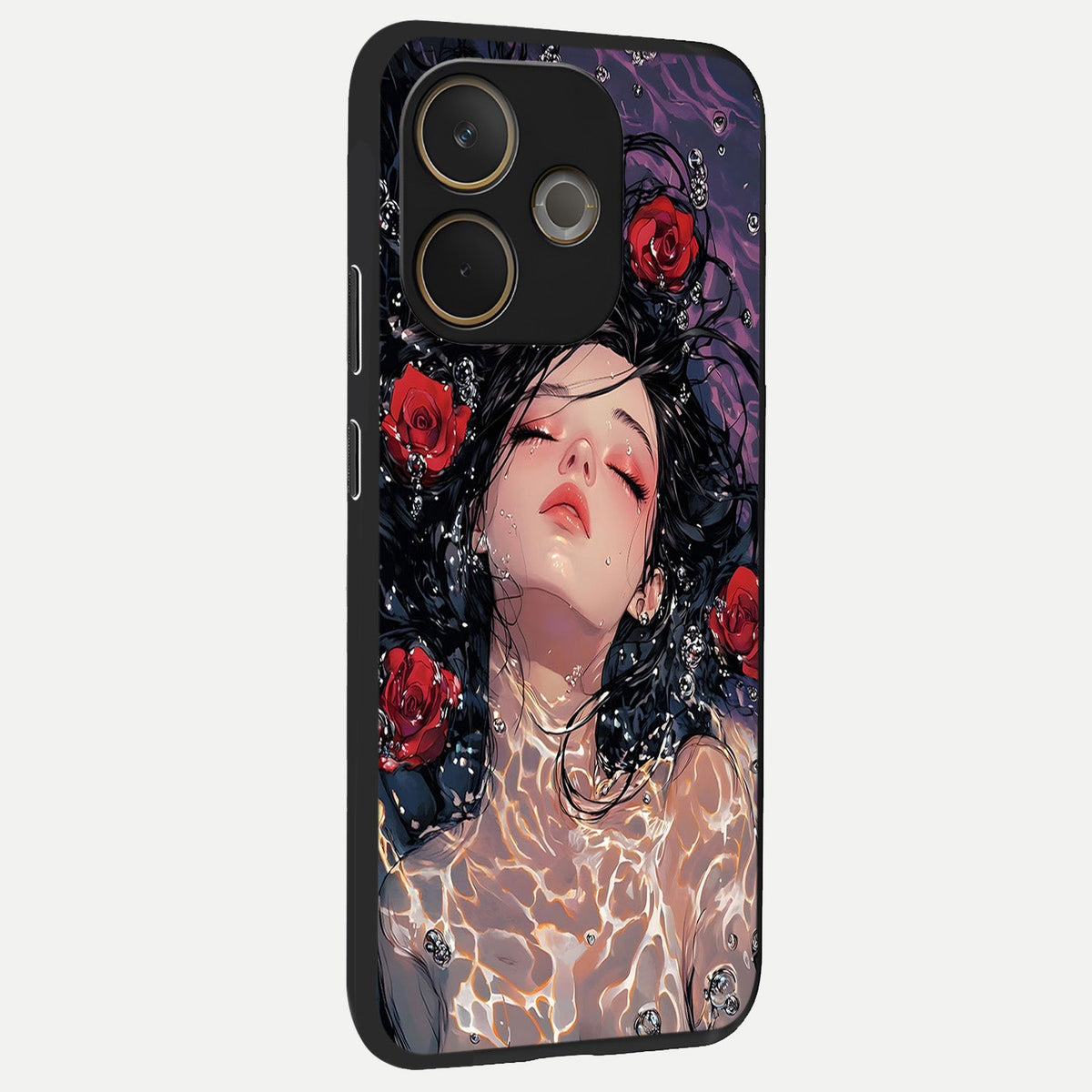  Crimson Rose Serenity back cover For Oppo A5 Pro slim fit glass case with vibrant aesthetic design