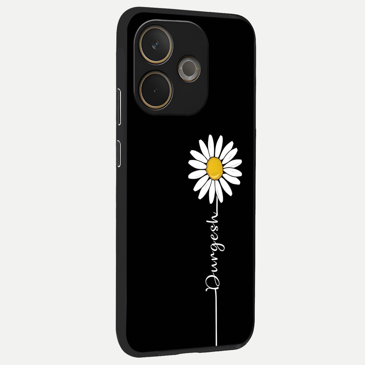  Custom Name White Flower back cover For Oppo A5 Pro slim fit glass case with vibrant aesthetic design