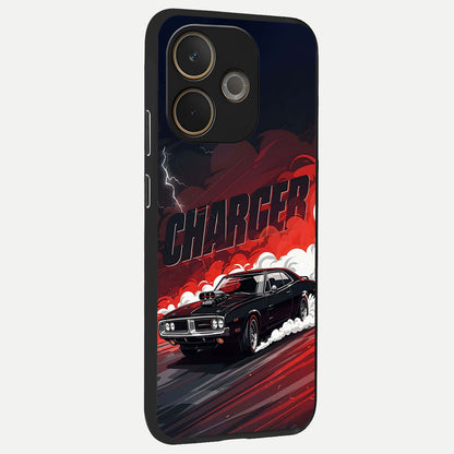  Dark Charger Fury back cover For Oppo A5 Pro slim fit glass case with vibrant aesthetic design