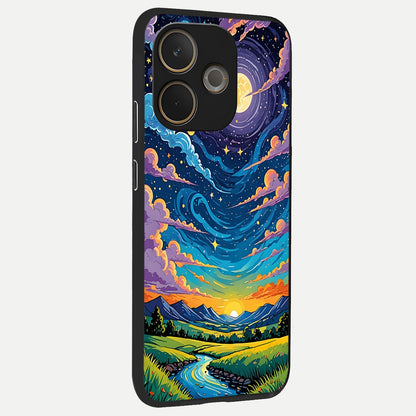  Dreamy Night Landscape back cover For Oppo A5 Pro slim fit glass case with vibrant aesthetic design