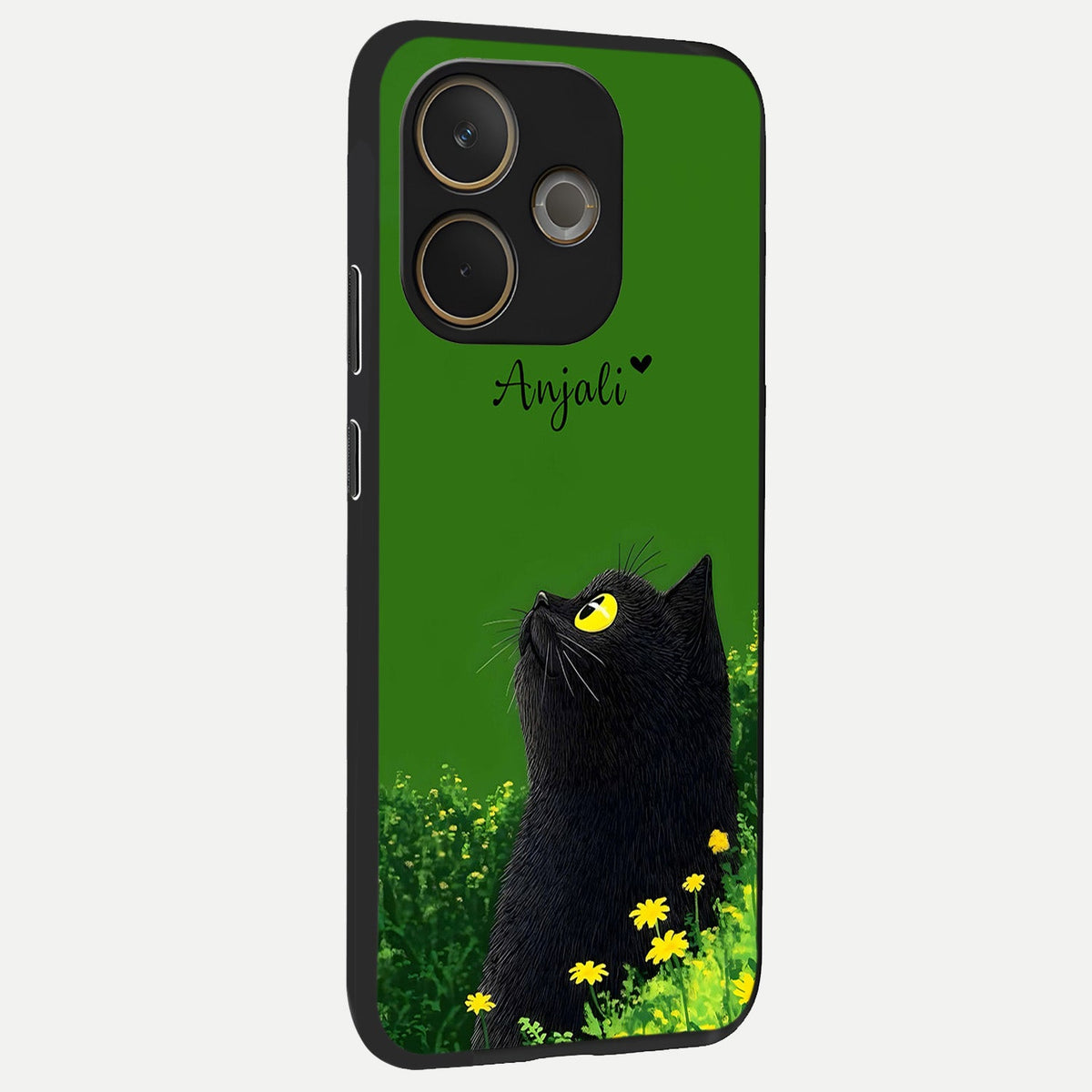  Emerald Cat Custom Name back cover For Oppo A5 Pro slim fit glass case with vibrant aesthetic design