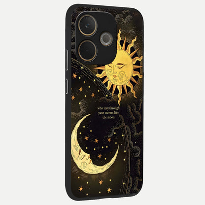  Golden Lunar Love back cover For Oppo A5 Pro slim fit glass case with vibrant aesthetic design