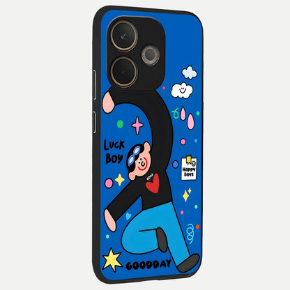  Happy Luck Vibe back cover For Oppo A5 Pro slim fit glass case with vibrant aesthetic design