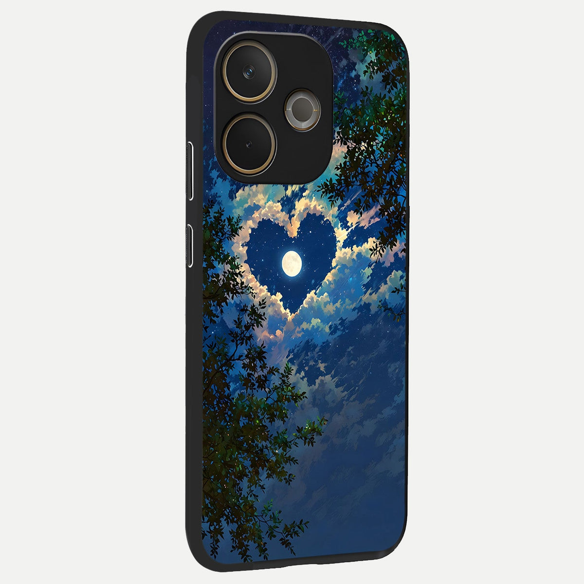  Heart With Moon Sky back cover For Oppo A5 Pro slim fit glass case with vibrant aesthetic design