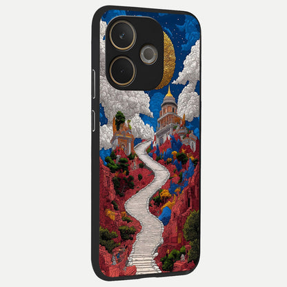  Heavenly Moon Path back cover For Oppo A5 Pro slim fit glass case with vibrant aesthetic design