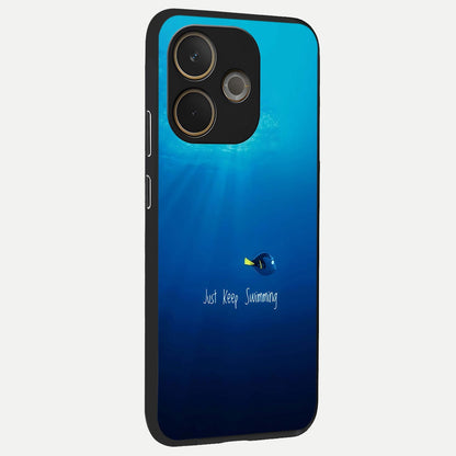  Just Keep Swimming back cover For Oppo A5 Pro slim fit glass case with vibrant aesthetic design