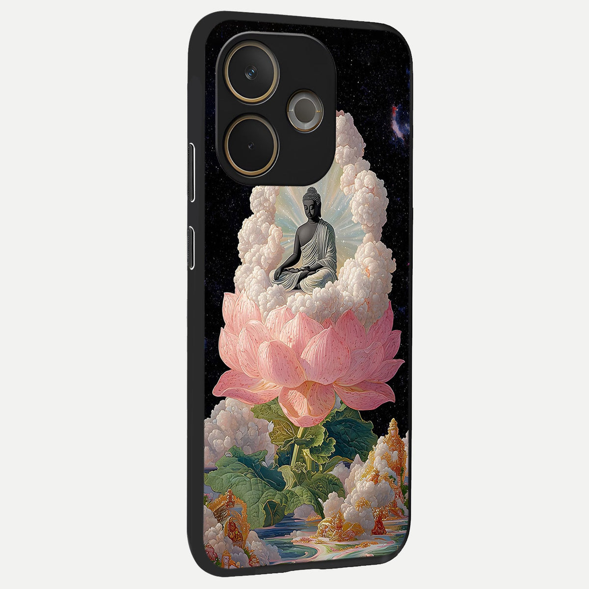  Lotus Divine Peace back cover For Oppo A5 Pro slim fit glass case with vibrant aesthetic design