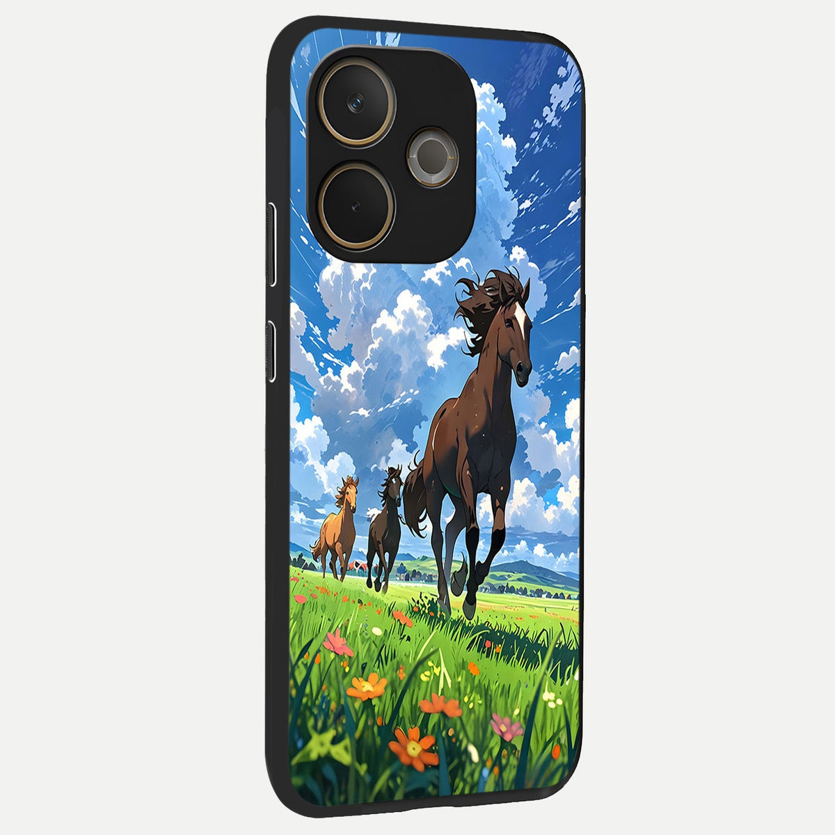  Majestic Horses Galloping back cover For Oppo A5 Pro slim fit glass case with vibrant aesthetic design