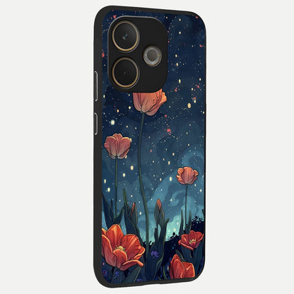  Midnight Tulip Glow back cover For Oppo A5 Pro slim fit glass case with vibrant aesthetic design