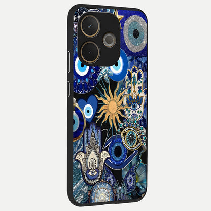  Mystic Blue Evil Eye back cover For Oppo A5 Pro slim fit glass case with vibrant aesthetic design