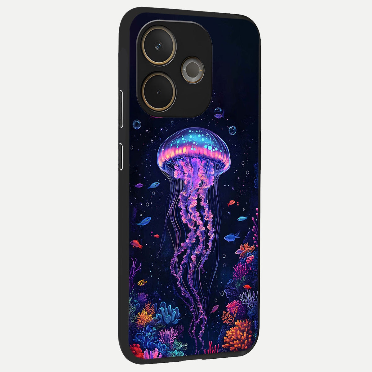  Neon Jellyfish back cover For Oppo A5 Pro slim fit glass case with vibrant aesthetic design