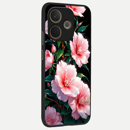  Peach Flower back cover For Oppo A5 Pro slim fit glass case with vibrant aesthetic design