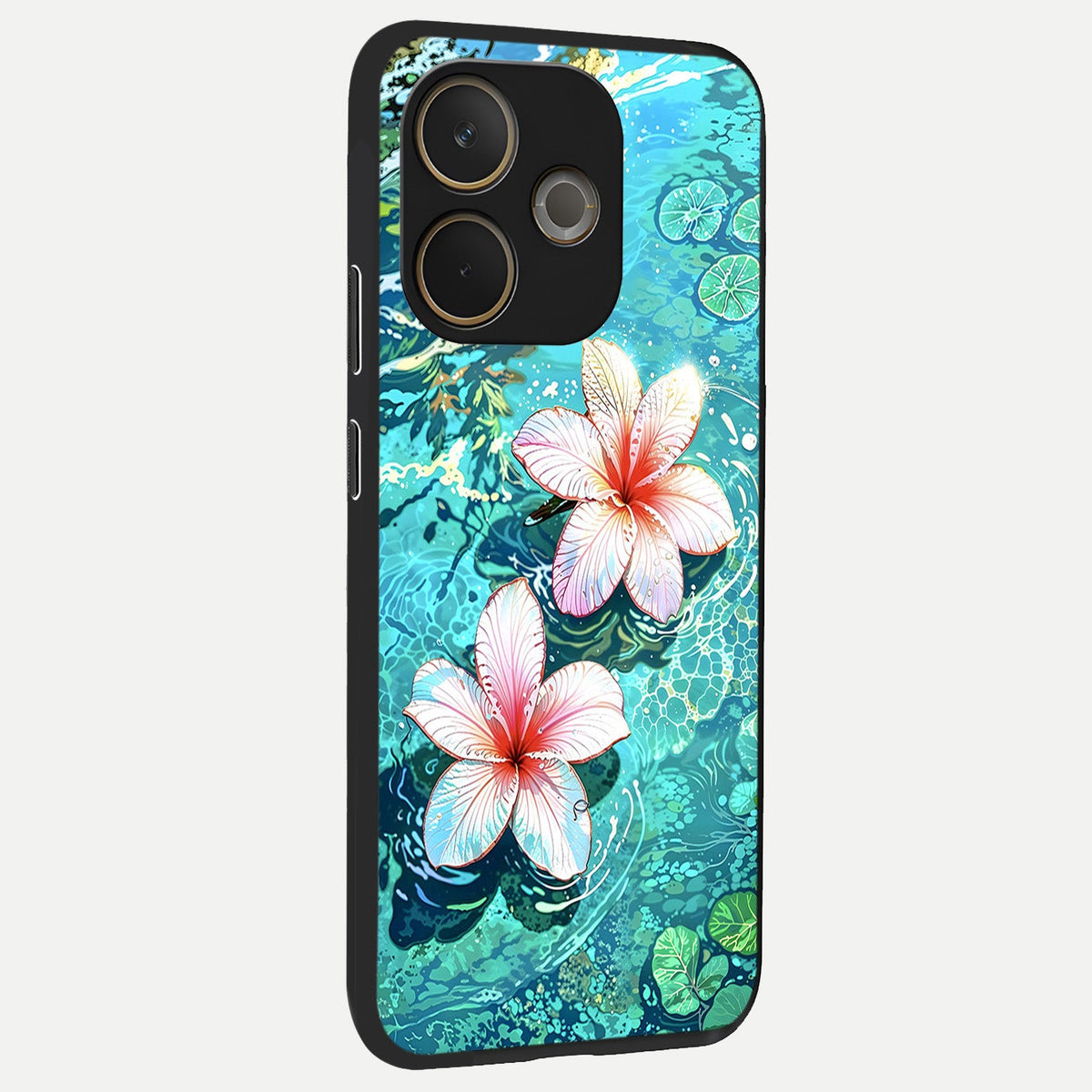  Pink Flowers in Water back cover For Oppo A5 Pro slim fit glass case with vibrant aesthetic design