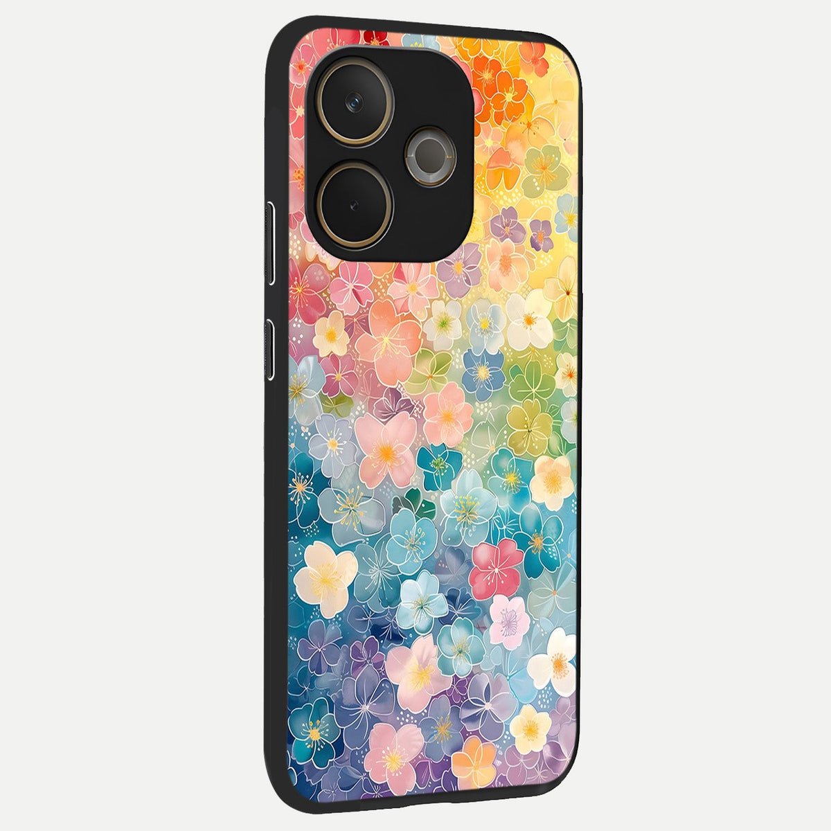  Rainbow Blossom Burst back cover For Oppo A5 Pro slim fit glass case with vibrant aesthetic design