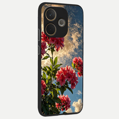  Red Bloom Skies back cover For Oppo A5 Pro slim fit glass case with vibrant aesthetic design
