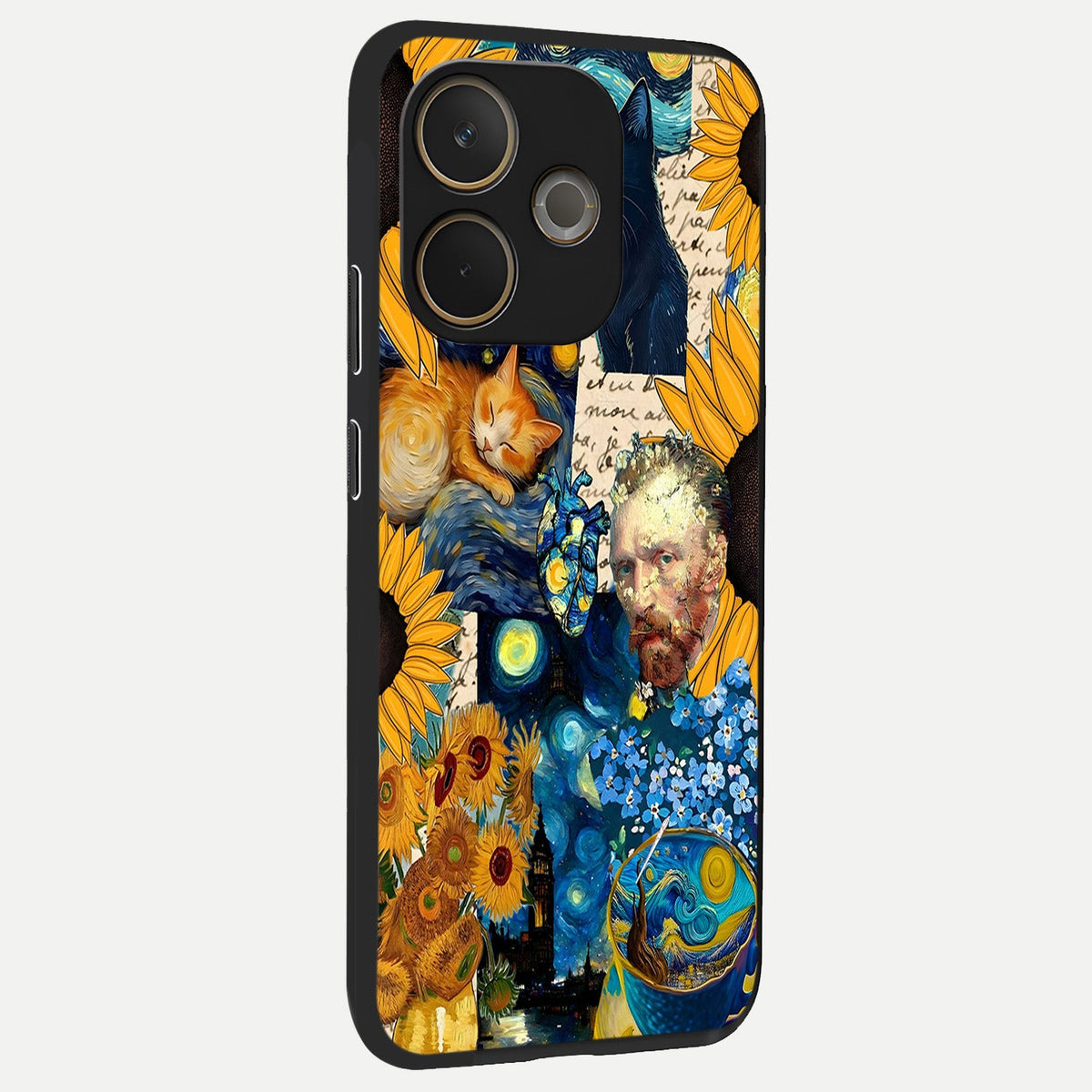  Sunflower Chic Mood Custom Name back cover For Oppo A5 Pro slim fit glass case with vibrant aesthetic design