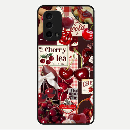  Aesthetic Cherry Tea Glass Case For Oppo A74 5G back cover – full design glossy printed glass finish