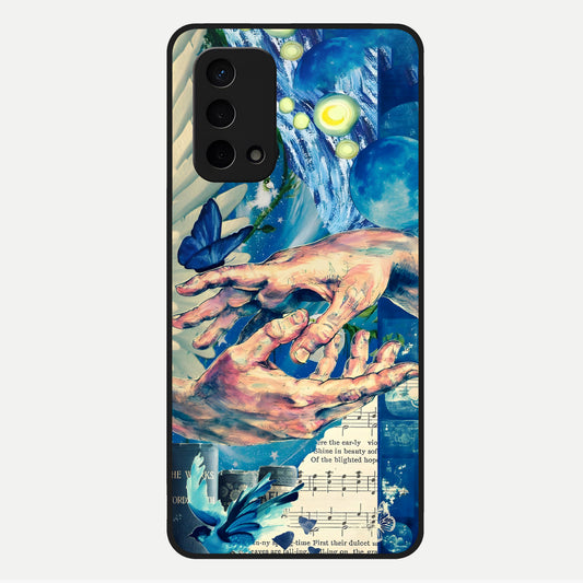  Aesthetic Divider Glass Case For Oppo A74 5G back cover – full design glossy printed glass finish