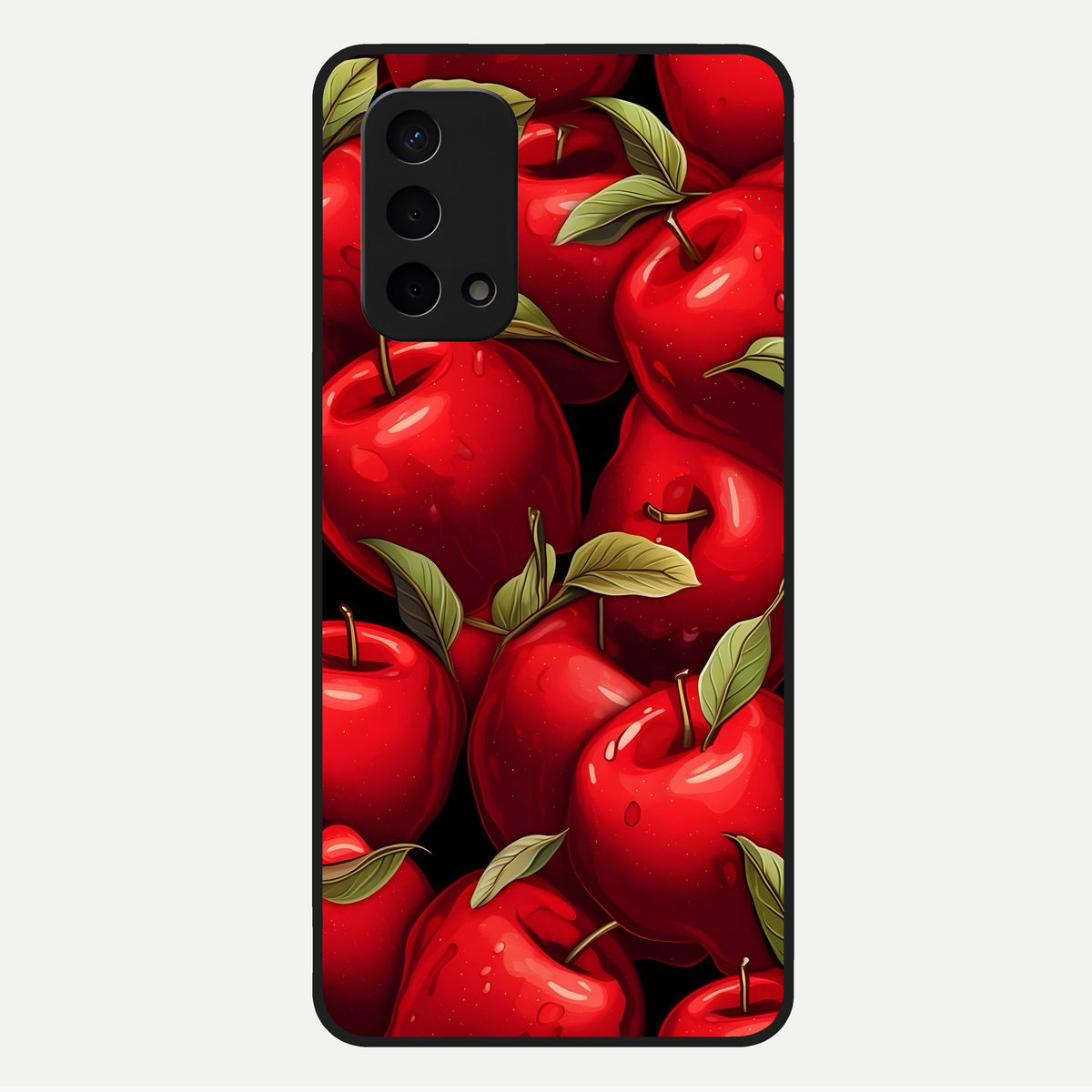  Apple Pattern Glass Case For Oppo A74 5G back cover – full design glossy printed glass finish