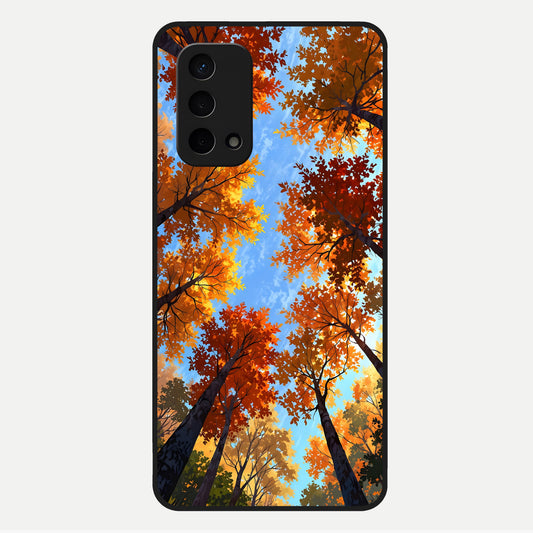  Autumn Sky Rise Glass Case For Oppo A74 5G back cover – full design glossy printed glass finish