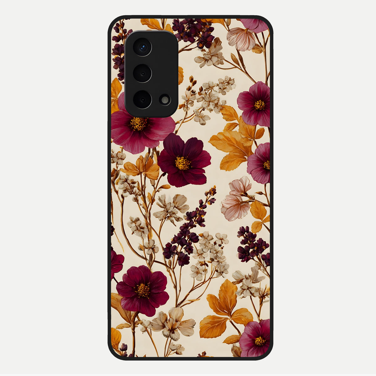  Autumn Wine Bloom Glass Case For Oppo A74 5G back cover – full design glossy printed glass finish