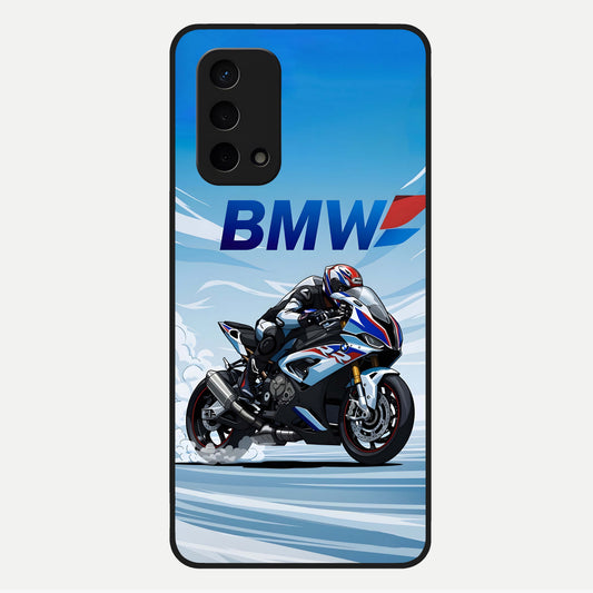  BMW Power Drift Glass Case For Oppo A74 5G back cover – full design glossy printed glass finish