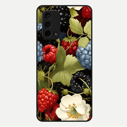  Berry Bloom Charm Glass Case For Oppo A74 5G back cover – full design glossy printed glass finish