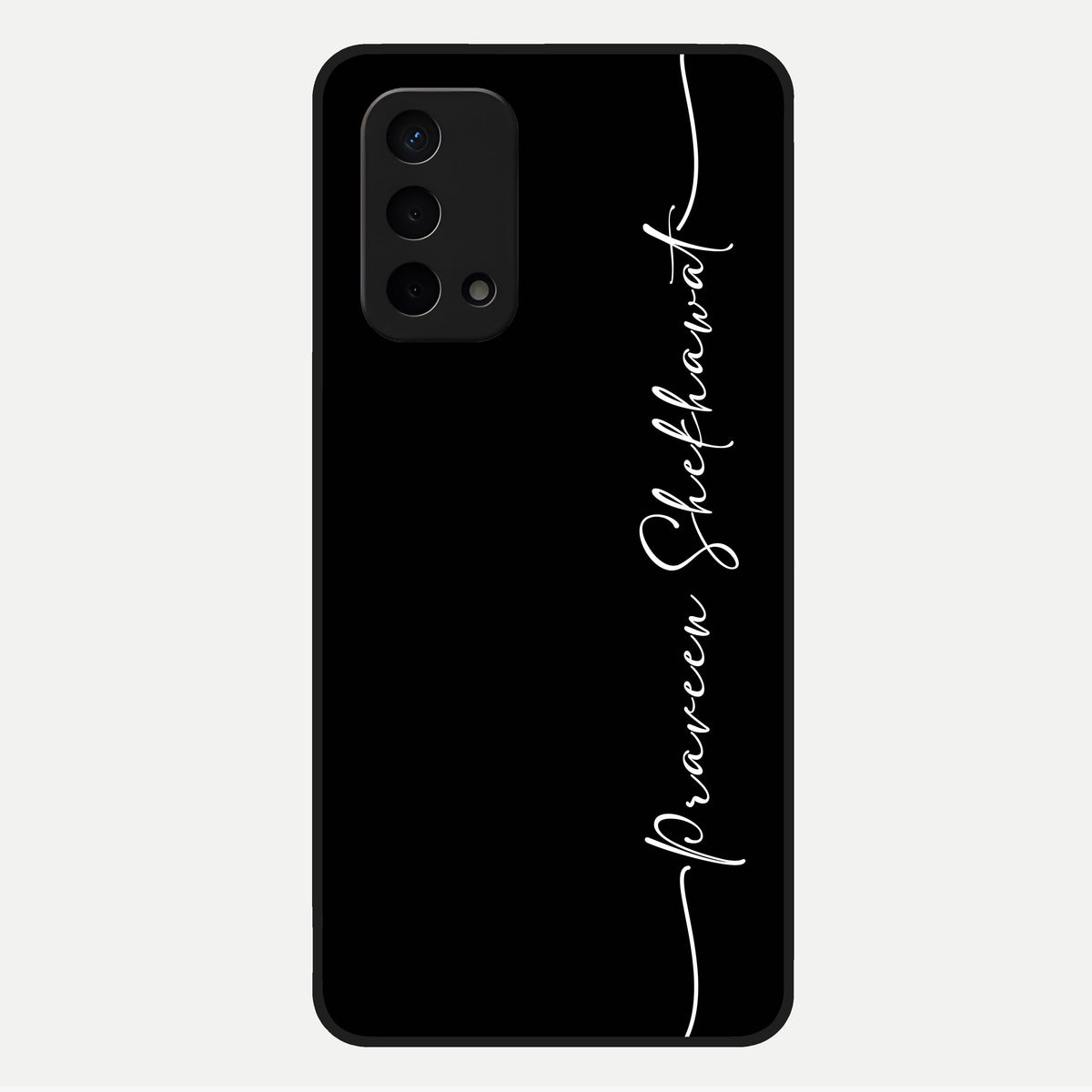  Black Tune Custom Name Glass Case For Oppo A74 5G back cover – full design glossy printed glass finish