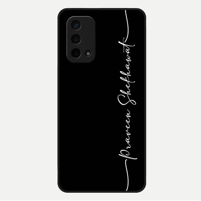  Black Tune Custom Name Glass Case For Oppo A74 5G back cover – full design glossy printed glass finish