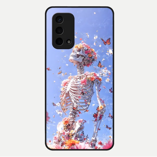  Bloom Beyond Bones Glass Case For Oppo A74 5G back cover – full design glossy printed glass finish