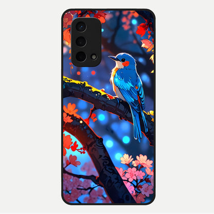  Blooming Water Drift Glass Case For Oppo A74 5G back cover – full design glossy printed glass finish