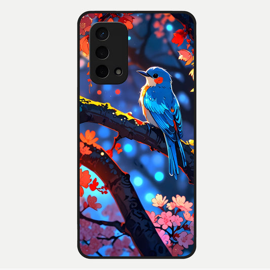 Blooming Water Drift Glass Case For Oppo A74 5G back cover – full design glossy printed glass finish