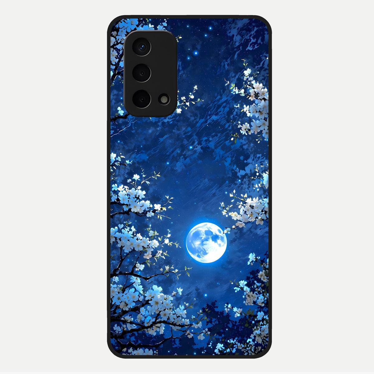  Blossom Moonlight Sky Glass Case For Oppo A74 5G back cover – full design glossy printed glass finish