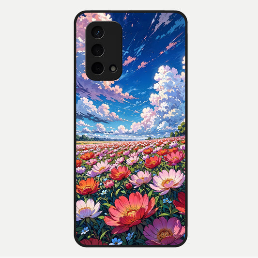  Blossom Sky Field Glass Case For Oppo A74 5G back cover – full design glossy printed glass finish