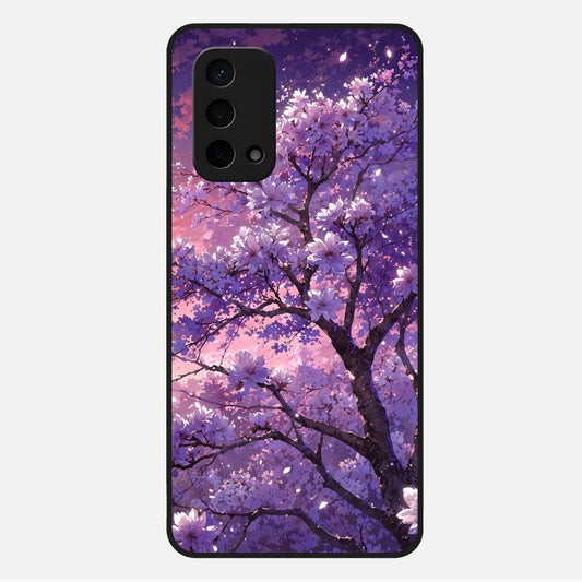  Blossom Tree Glass Case For Oppo A74 5G back cover – full design glossy printed glass finish