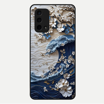 Blossom Wave Art Glass Case For Oppo A74 5G back cover – full design glossy printed glass finish