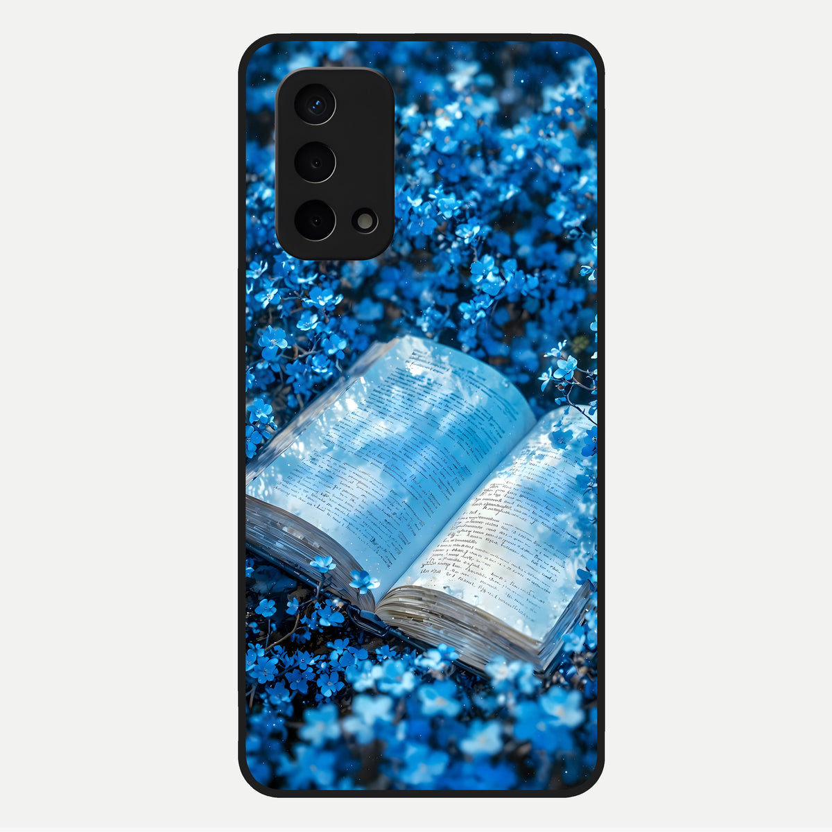  Blue Bloom Tales Glass Case For Oppo A74 5G back cover – full design glossy printed glass finish