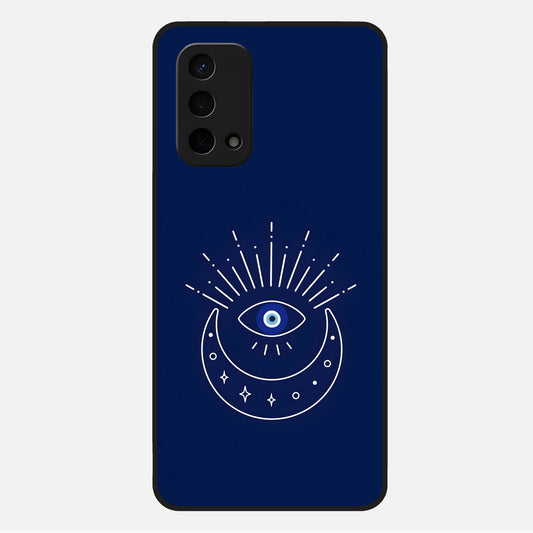  Blue Evil Eye Glass Case For Oppo A74 5G back cover – full design glossy printed glass finish