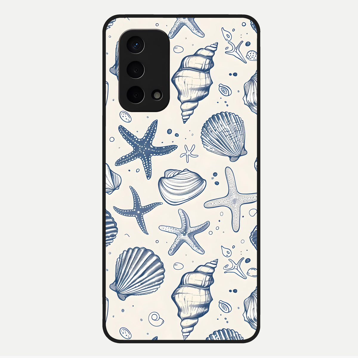  Blue Ocean Outline Glass Case For Oppo A74 5G back cover – full design glossy printed glass finish