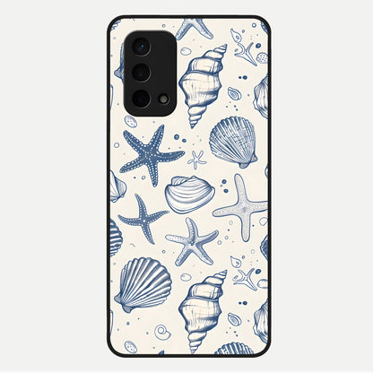  Blue Ocean Outline Glass Case For Oppo A74 5G back cover – full design glossy printed glass finish