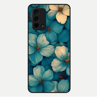  Blue Shade Floral Glass Case For Oppo A74 5G back cover – full design glossy printed glass finish