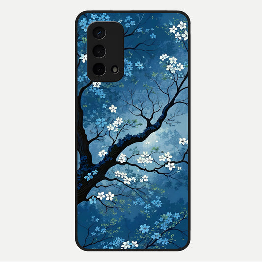 Blue Tree Serenity Glass Case For Oppo A74 5G back cover – full design glossy printed glass finish