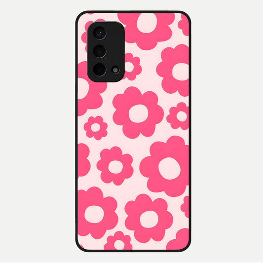  Blush Flower Pop Glass Case For Oppo A74 5G back cover – full design glossy printed glass finish